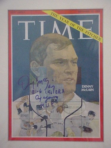 Denny McLain Autographed Signed September 13 1968 Time Magazine Professionally Matted Cover 11 X 14 Inch Size Ready To Frame