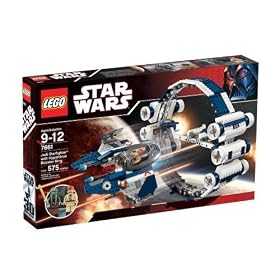 Lego Star Wars 7661 - Jedi Starfighter with Hyperdrive Booster Ring Plus Obi-Wan Kenobi and the First Ever Kit Fisto Minifigure (575 Pieces)