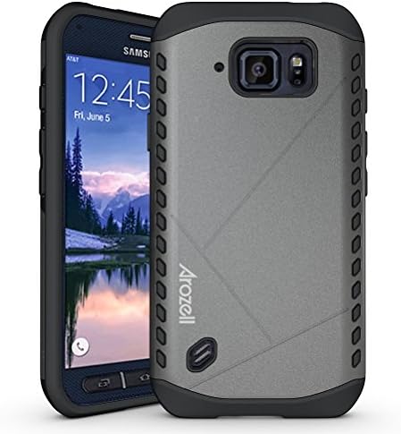 Arozell Case for Galaxy S6 Active - Aegis Armor Hybrid Design with Maximum Scratch and Impact Protection for S6 Active Phone - Gun Gray