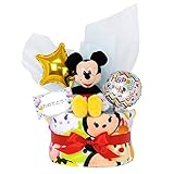 すまいる おむつケーキ ＜ ミッキー ミニー ディズニー ＞ 1段 出産祝い ギフト 【 ラッピング 無料 】 （ オムツ パンパース M ） オーガニックコットン タオル 男の子 女の子 お祝い プ