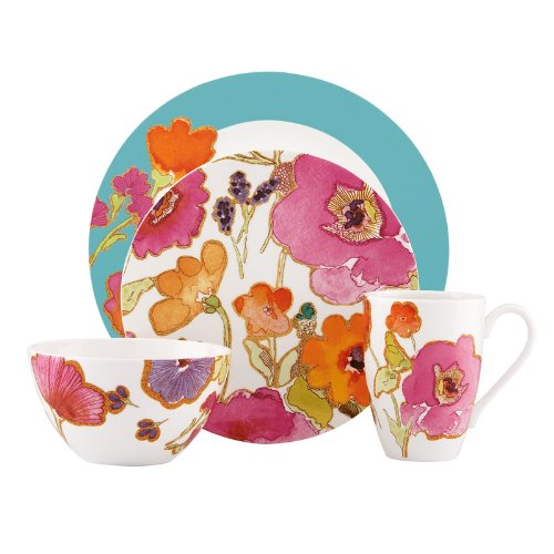 Lenox Floral Fusion Four 4 Pc Place Settings Aqua