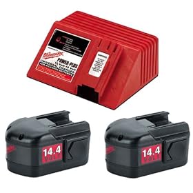 Click here to buy Milwaukee 48-11-1014-2B-C (2) 14.4 Volt Batteries w Charger by Milwaukee.