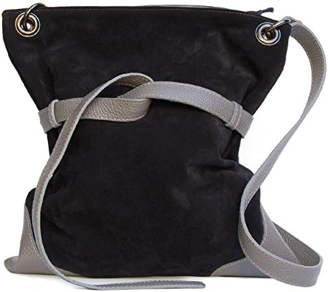 Hobo Bag Handmade Italian Leather color black grey Ganza on Amazon