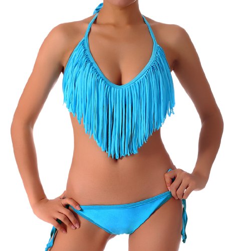 Cloris Murphy Womens Fringed Bikini Top & Scrunch Bottom Swimwear BN902