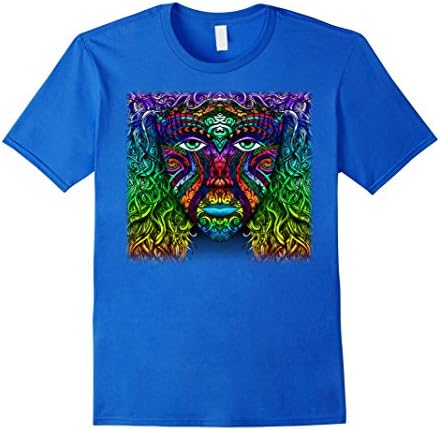 Men's Colorful Hand Drawn Art Zen Doodle Female Face Wild Tshirt XL Royal Blue