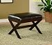 Espresso Vanity Stool Bench Brown Wood Cushion 