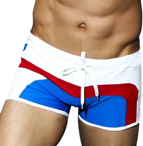 Wantdo Swimwear Bikini Trunks Shorts Tie Elastic Briefs(White And Blue,Medium)