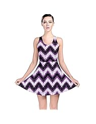 Zig Zag Polyester/Spandex Stretchy Skater Dress  with a Brush/Sweep Train 