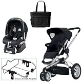 Quinny Rocking Black Buzz 3 Travel System with Peg Perego Nero Black Car Seat Diaper Bag
