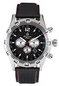 Burgmeister San Marino BM138-192 Herren Automatik Uhr schwarzes Zifferblatt drehbare Lünette Datum/Tag/Monat/24h schwarz-rotes Lederarmband