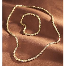 Mens 14k Gold Rope Necklace and Bracelet by Unknown
