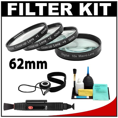 Digital Concepts +1 +2 +4 +10 Close-Up Filter Set w/ Pouch (62mm) + LensPen + Cameta Bonus Accessory Kit