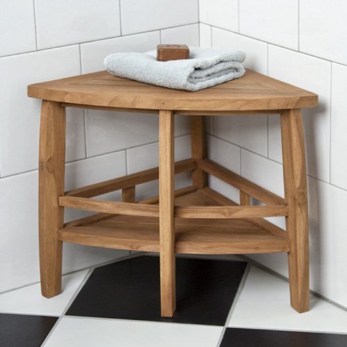 Teak Wood Corner Shower Seat