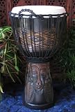 Tribal Faces Djembe Drum- 19-20 Tall x 10 Head, Includes FREE bag