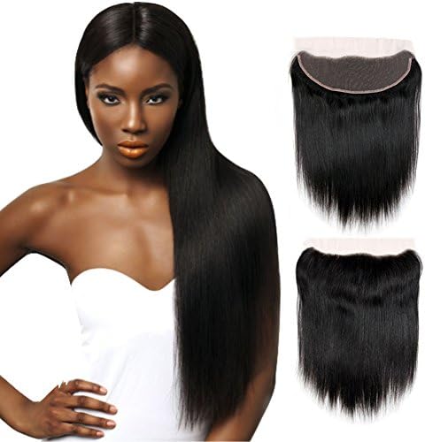 ALOT Hair 7a Grade Human Hair Straight 3 Bundles Brazilian Hair with Lace Frontal Closure 13×4 Unprocessed Virgin Hair Mixed Length Hair Bundles 12 14 14 + 10
