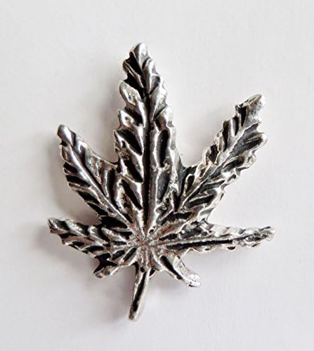Marijuana Ganja Cannabis Leaf Pin Badge - Hand Made in Cornwall , England in Solid Pewter