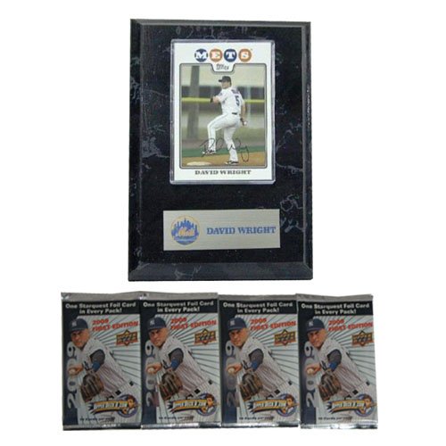 MLB Card Plaques - New York Mets-David Wright with FREE 4 packs