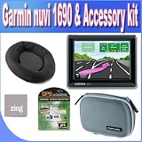 Garmin nuvi 1690 4.3-Inch Portable Bluetooth Navigator with Google Local Search & Real-Time Traffic Alerts + Friction Dash Pad Mount + Zing Micro Fiber Cleaning Cloth + GPS Screen Protectors + Shock Proof Deluxe GPS Case!