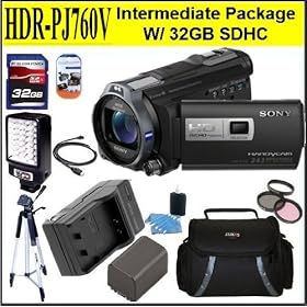 Sony HDRPJ760V High Definition Handycam 24.1 MP Camcorder Intermediate Package W/ 32GB SD Memory + Video Light + Battery + Battery Charger + Case + Tripod & Much More!!!