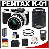Buy Pentax K-01 Digital SLR Camera Body with DA L 18-55mm and 50-200mm Lenses (White)... by Pentax