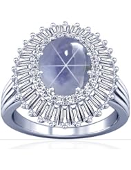 18K White Gold Oval Cut Blue Sapphire Fana Designer Ring
