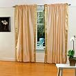 Golden 84-inch Rod Pocket Sheer Sari Curtain Panel (India) - Pair