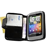 Black Carbon Fibre PU Leather Wallet Flip Case Cover For The HTC Wildfire S With Screen Protectorby Yousave Accessories