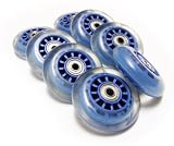 BLUE 76mm 78A Inline Skate Wheels 8-Pack WITH BEARINGS