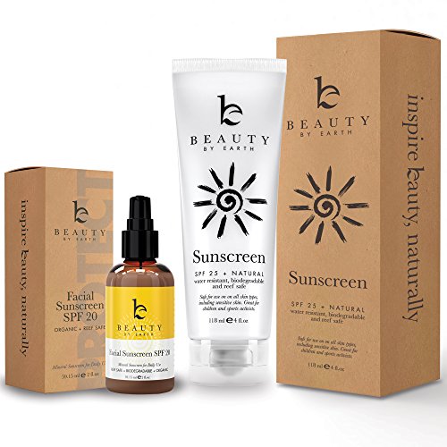Sunscreen Kit - Facial Cream with SPF and Sunblock Bundle - With Organic and Natural Ingredients to Provide Sun Protection for Face and Body. Best for Preventing Signs of Early Aging and Sun Damage