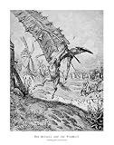 Don Quixote And The Windmill - Artist: Gustav Dore - Art Print Poster Size: 22.00 by 28.00 inches