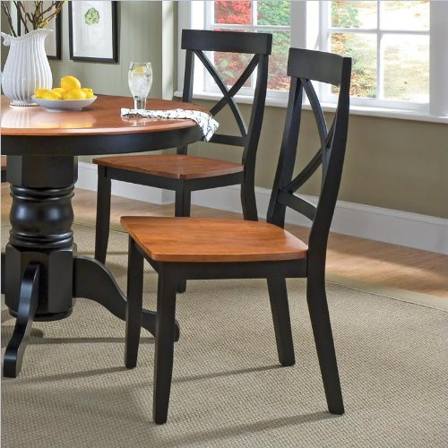 Home Styles 5168-802 Dining Chair, Black and Cottage Oak Finish, 18-Inch, Set of 2