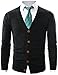 Ohoo Mens Slim Fit Ribbed V-Neck Button Down Knit Cardigan