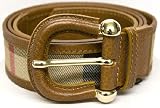 Burberry - Burberry Tan Leather Nova Check Canvas Belt 11781957-007
