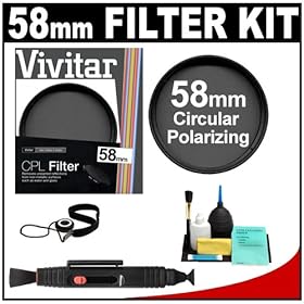 Vivitar 58mm Circular Polarizer Glass Filter + LensPen + CapKeeper + Lens Cleaning Kit for Canon, Nikon, Sony, Olympus & Pentax Lenses