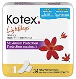 Kotex Lightdays Individually Wrapped Max Liners, 34-Count Packages (Pack of 6)