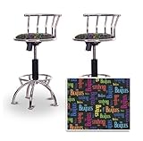 2 24"-29" Beatles Music Rainbow Colored Seat Chrome Adjustable Specialty /  ....