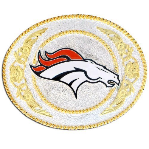 Denver Broncos - Gold and Silver Toned NFL Logo Belt Buckle