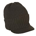 Men's Cuffed Knit Hat with Brim - Brown