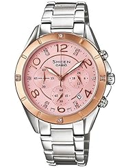 Casio Womens Sheen SHE5021SG-4A Silver Stainless-Steel Quartz Watch with Pink Dial