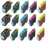 Canon PGI-5BK CLI-8 15-Pack Compatible Ink Cartridges w/ Chip for Pixma MP500 MP530 MP600 MP800 iP4200 iP4300 iP4500 iP5200 iP5200