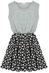 Floral Print Chiffon/Cotton Stretchy Pleated Above the Knee Sleeveless Midi Dress 