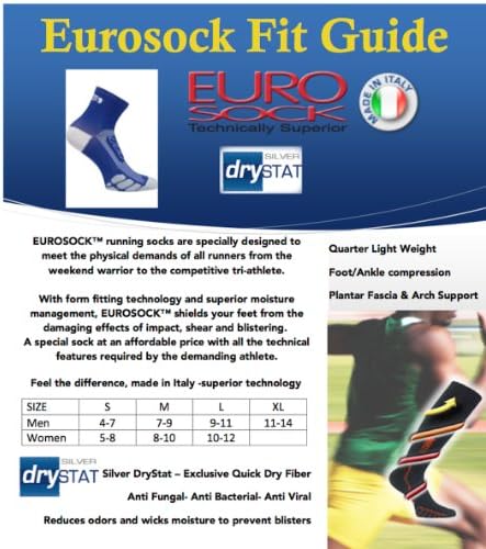 Eurosocks Men's Cycle Silver Light Weight Quarter Sock