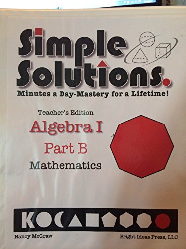 simple solutions algebra 1 part b
