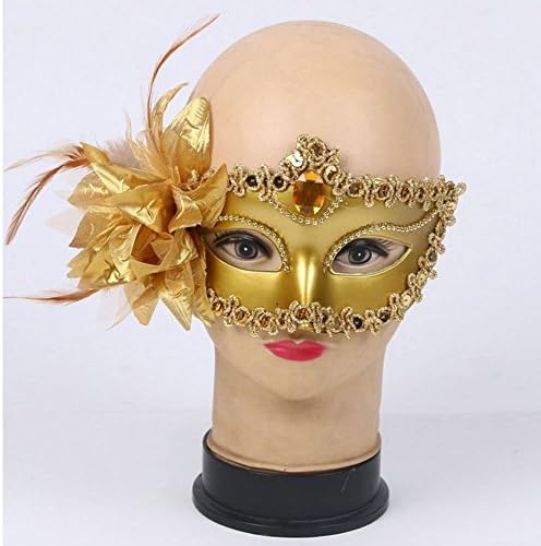 5pcs Halloween Party Stage Princess Lily Masquerade Cosplays Mask Venice Sexy Mysterious Elegant Luxury Half Face Mask (Gold)