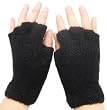 Handmade Artisan Pure Alpaca Natural Fiber Fingerless Gloves - True Warmth in Black (100% Knitted by Hand/One size fits most women)