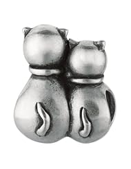 925 Sterling Silver 2 Sitting Cats Bead, For Chamilia, Pandora, Biagi, Personality, Reflections And More Charm Bracelets
