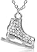 Glamour Girl Gifts Collection Silver Tone 3D Ice Skate Figure Skater Crystal Reversible Charm Necklace Winter Christmas Jewelry Gift (Clear)