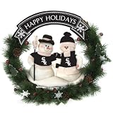 20" MLB Chicago White Sox Snowman Couple Christmas Berries & Pine Cones Wreath