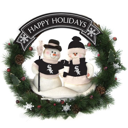 Pack of 2 MLB Chicago White Sox Snowmen Christmas Wreaths
