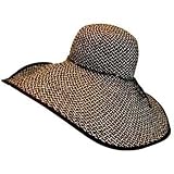BLACK & WHITE 8 WIDE LARGE BRIM STRAW BEACH FLOPPY HAT